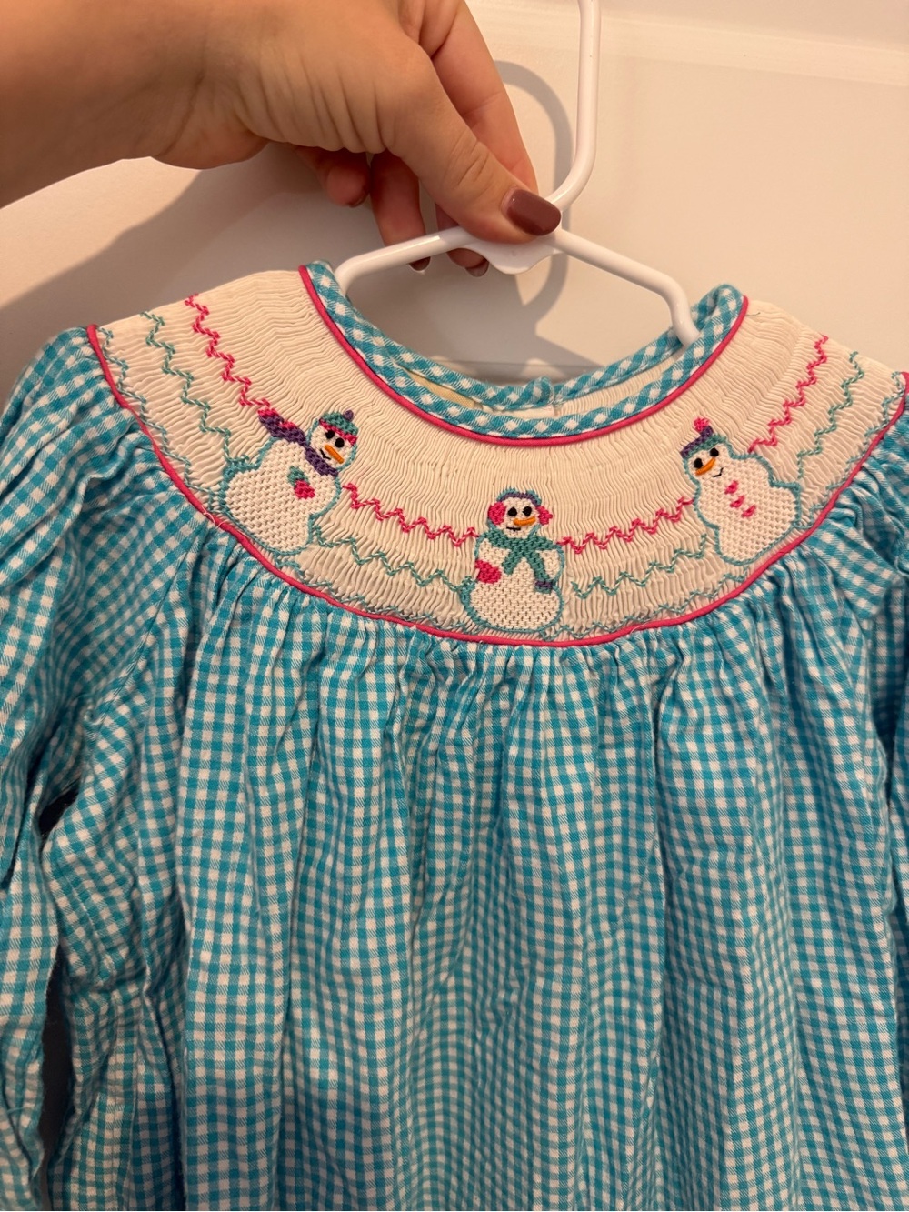 Smocked Snowman Gingham Dress Marmellata 4T